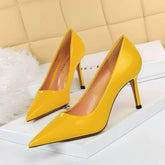 Glossy Finish Stiletto Court Pumps EU 33 / Yellow / 8CM